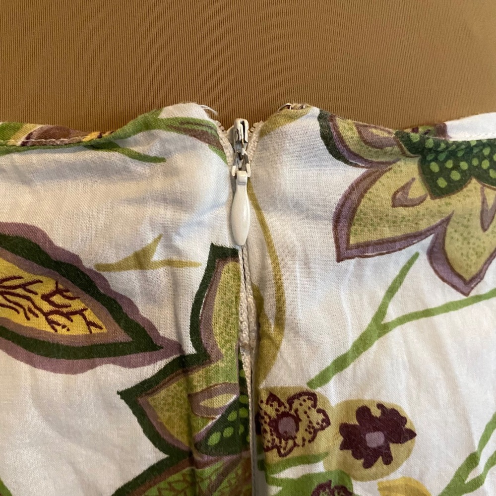 Grace Elements Midi Skirt Cottagecore Floral Print Women 12 White Green Cotton - Picture 3 of 6